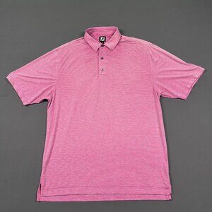 FootJoy Shirt Mens Large Pink Blue Striped Polo Athletic Performance Golf FJ